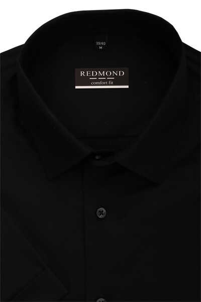REDMOND Comfort Fit Hemd Halbarm New Kent Kragen schwarz
