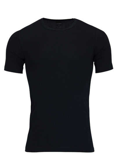 SCHIESSER Halbarm Shirt 95/5 Rundhals Baumwollmischung schwarz