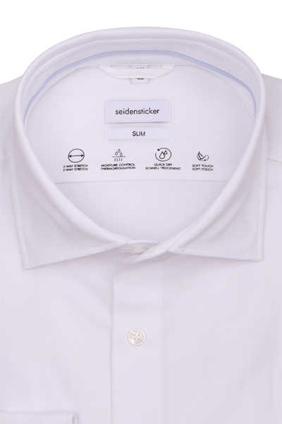 SEIDENSTICKER Slim Hemd Langarm Performance Shirt Struktur weiß