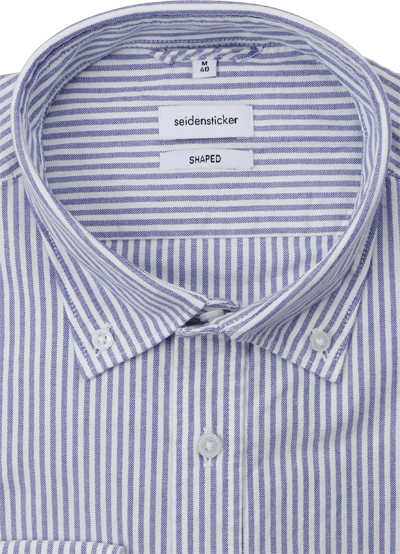SEIDENSTICKER Shaped Hemd Langarm Button Down Kragen Streifen blau