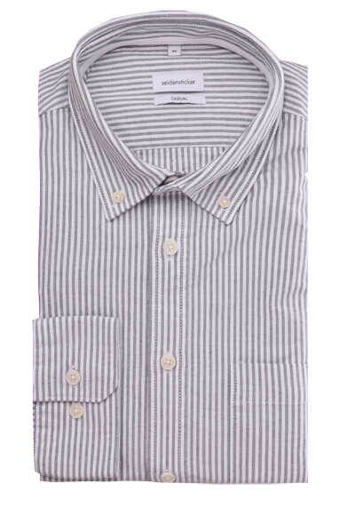 SEIDENSTICKER Casual Hemd Langarm Button Down Kragen Oxford Streifen blau