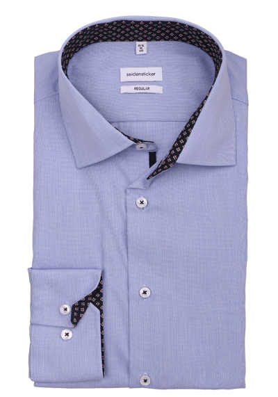 SEIDENSTICKER Regular Hemd extra langer Arm New Kent Kragen Baumwolle hellblau