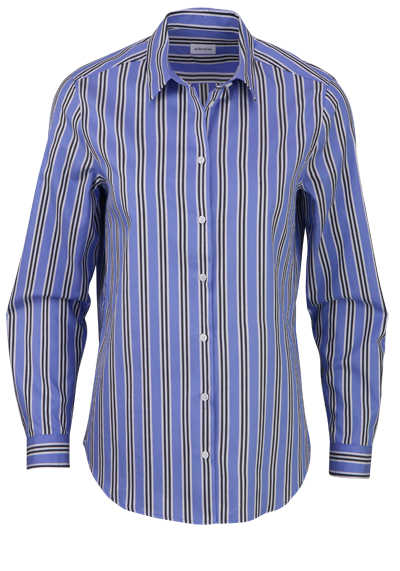 SEIDENSTICKER Slim Fit Bluse Langarm mit Hemdkragen Streifen blau