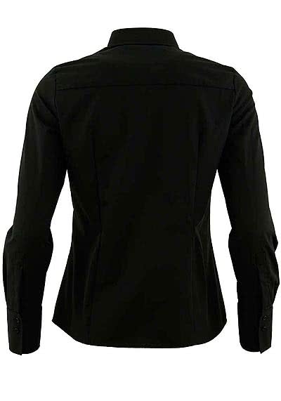 SEIDENSTICKER Regular Fit Bluse Langarm mit Hemdkragen Popeline schwarz