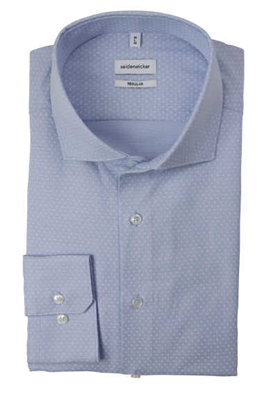 SEIDENSTICKER Regular Hemd extra langer Arm New Kent Kragen Oxford Muster hellblau