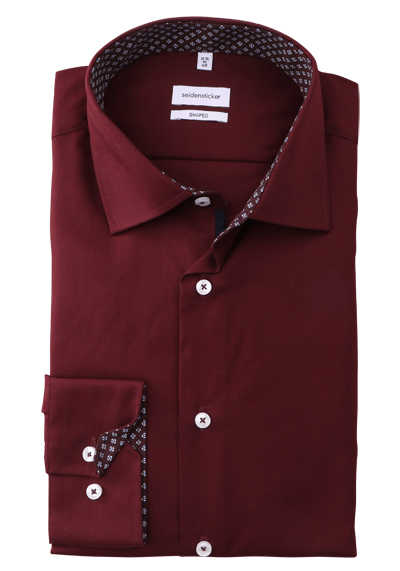 SEIDENSTICKER Shaped Hemd extra langer Arm New Kent Kragen Baumwolle rot preisreduziert