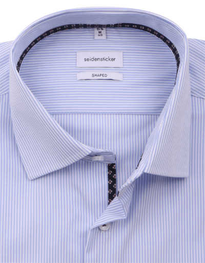 SEIDENSTICKER Shaped Hemd Langarm New Kent Kragen Streifen blau
