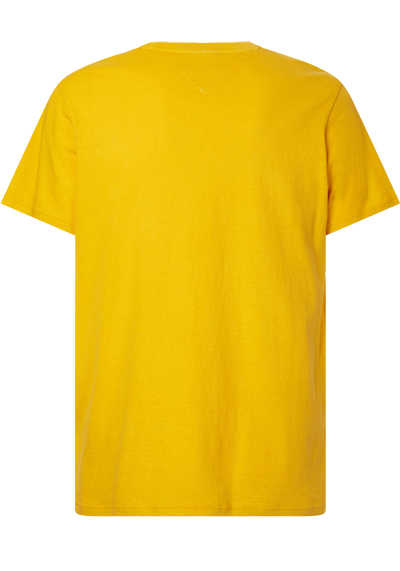 TOMMY JEANS Kurzarm T-Shirt Rundhals Front-Logo-Stick senfgelb