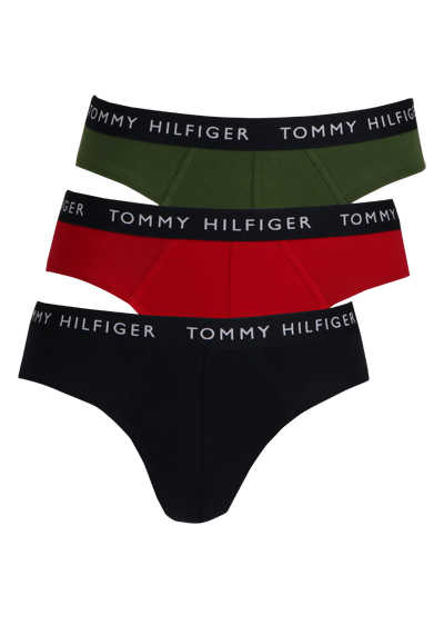 TOMMY HILFIGER Brief Slip 3er Pack Logo-Gummibund weinrot