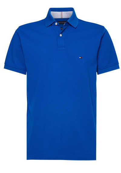 TOMMY HILFIGER Regular Fit Poloshirt Halbarm Logo-Stick blau
