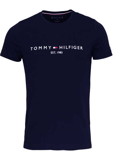 TOMMY HILFIGER T-Shirt Halbarm Rundhals Schriftzug nachtblau preisreduziert