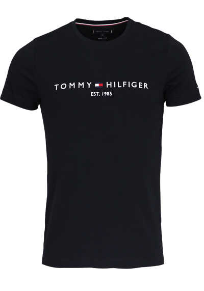 TOMMY HILFIGER T-Shirt Halbarm Rundhals Schriftzug schwarz preisreduziert