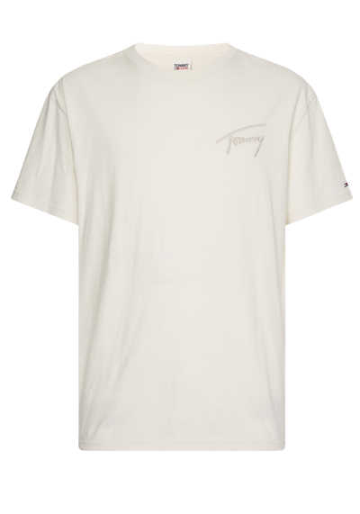 TOMMY JEANS Halbarm T-Shirt Rundhals Logo-Stick ecru
