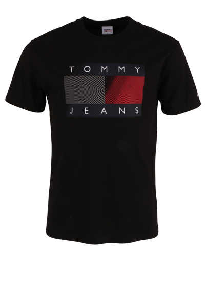 TOMMY JEANS Halbarm T-Shirt Rundhals Logoprint ORGANIC COTTON  schwarz
