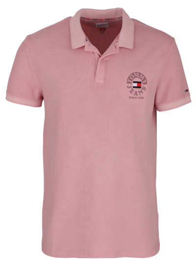 TOMMY JEANS Kurzarm Poloshirt geknöpft Logo-Stick rosa