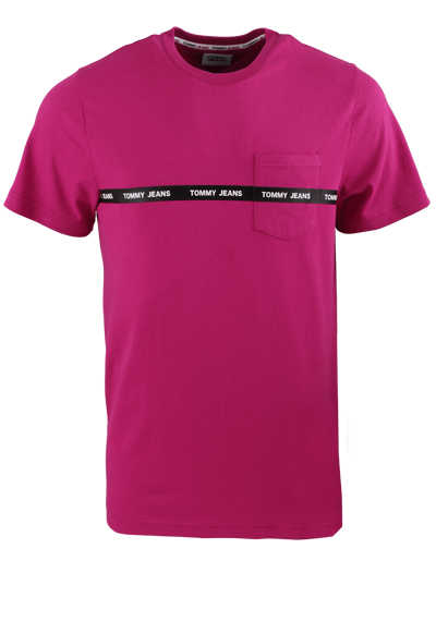TOMMY JEANS Kurzarm T-Shirt Rundhals Brusttasche Logo-Details Uni beere