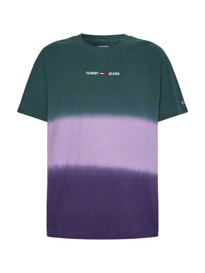 TOMMY JEANS Kurzarm T-Shirt Rundhals Farbverlauf Logo-Stick Muster lila