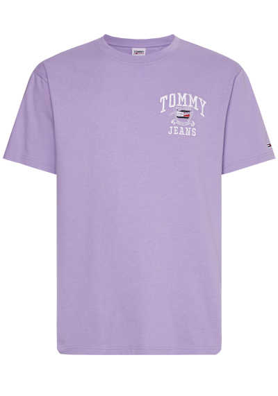 TOMMY JEANS Kurzarm T-Shirt Rundhals Front-Logo-Stick flieder