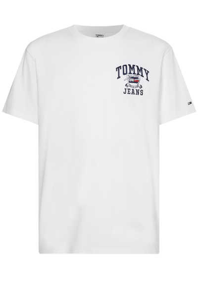 TOMMY JEANS Kurzarm T-Shirt Rundhals Front-Logo-Stick weiß