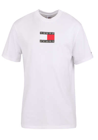 TOMMY JEANS Kurzarm T-Shirt Rundhals Logo-Print weiß