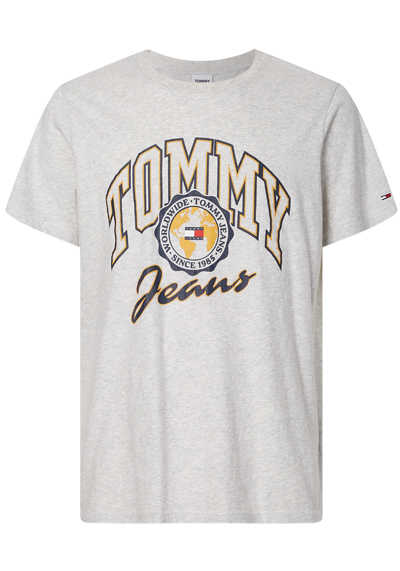 TOMMY JEANS Kurzarm T-Shirt Rundhals Logo-Stick hellgrau preisreduziert