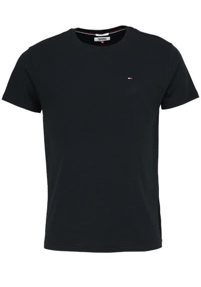 TOMMY JEANS Regular Fit T-Shirt Rundhals mit Logostick schwarz