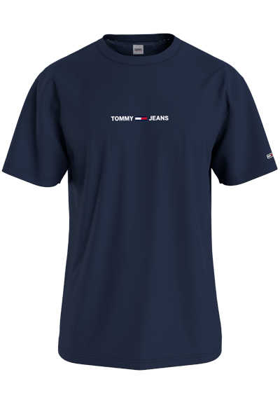 TOMMY JEANS T-Shirt Halbarm Rundhals Logostick navy preisreduziert