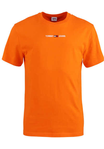 TOMMY JEANS T-Shirt Halbarm Rundhals Logostick orange preisreduziert