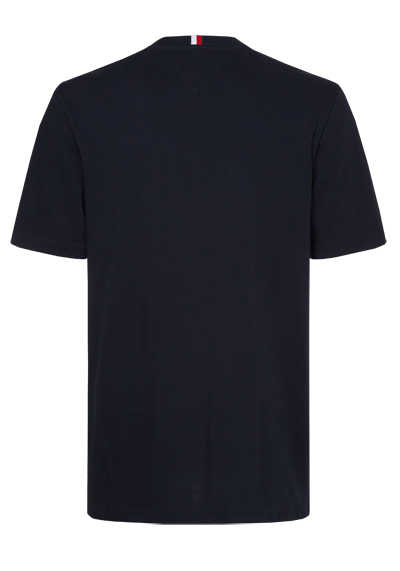 TOMMY HILFIGER Halbarm T-Shirt Rundhals Label-Stick reine Baumwolle nachtblau