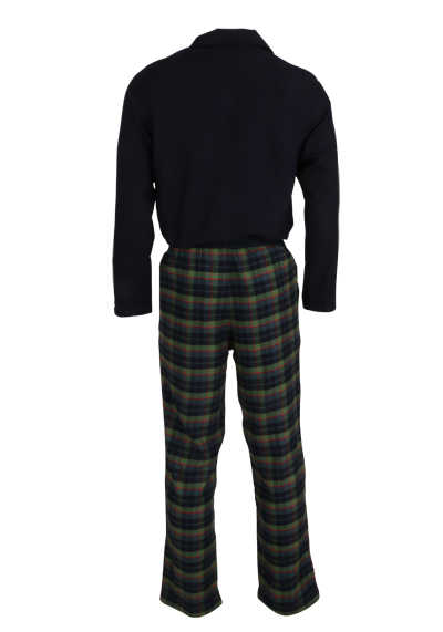 TOMMY HILFIGER Flanell Pyjama-Set Label-Details reine Baumwolle Karo grün