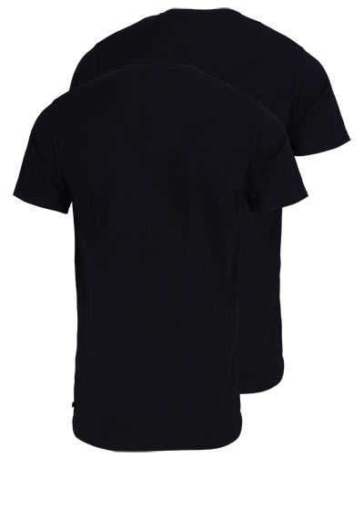 VENTI Modern Fit T-Shirt Rundhals Baumwollmix Doppelpack Jersey schwarz