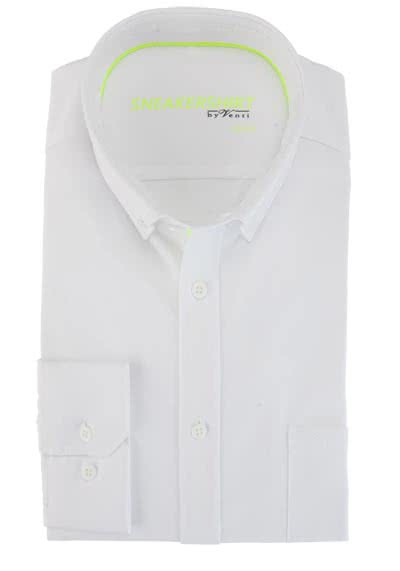 VENTI Modern Fit Hemd Langarm SNEAKERSHIRT Besätze in Neongelb weiß