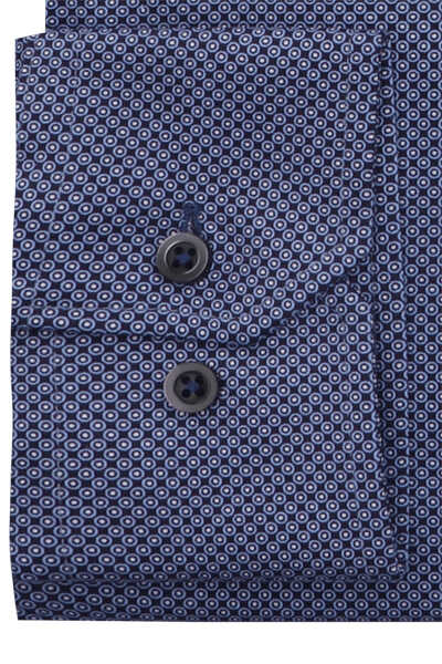 VENTI Modern Fit Hemd Langarm Button Down Kragen Jersey Stretch Muster blau