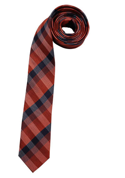 VENTI Krawatte aus reiner Seide 6 cm breit Karo orange
