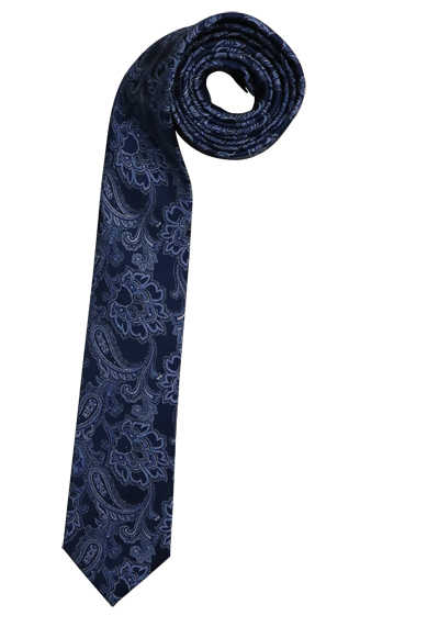 VENTI Krawatte aus reiner Seide Jacquard Muster dunkelblau