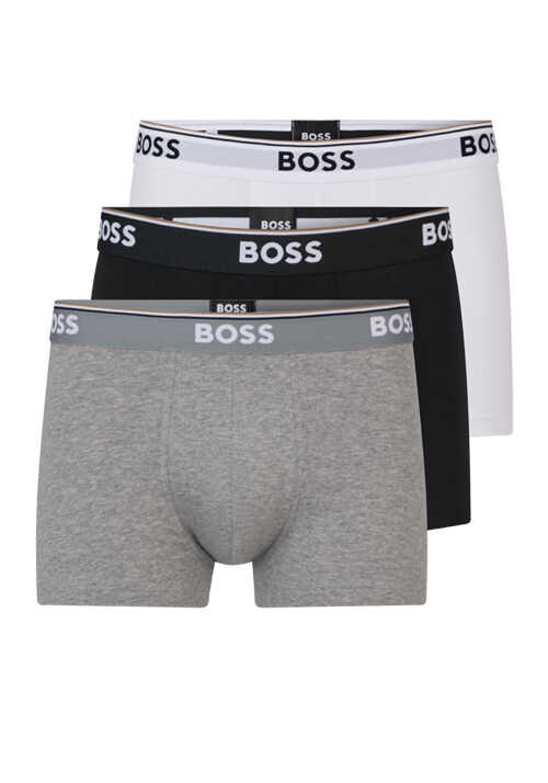 BOSS Boxershorts Logoschriftzug 3er Pack weiß/grau/schwarz