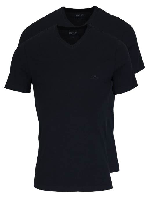 BOSS Halbarm T-Shirt V-Ausschnitt Pure Cotton Doppelpack schwarz