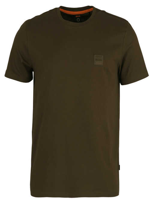 BOSS Kurzarm T-Shirt TALES Rundhals Applikation oliv
