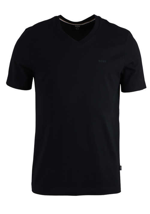 BOSS Kurzarm T-Shirt TERRY 01 V-Ausschnitt Label schwarz