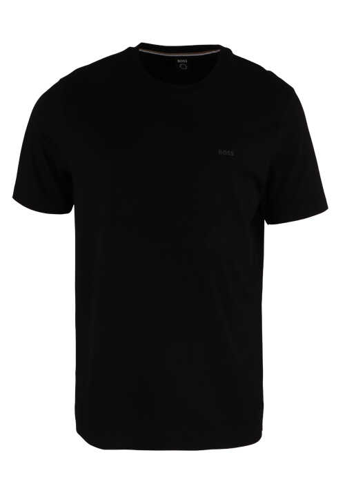 BOSS Kurzarm T-Shirt THOMPSON 01 Rundhals Label schwarz