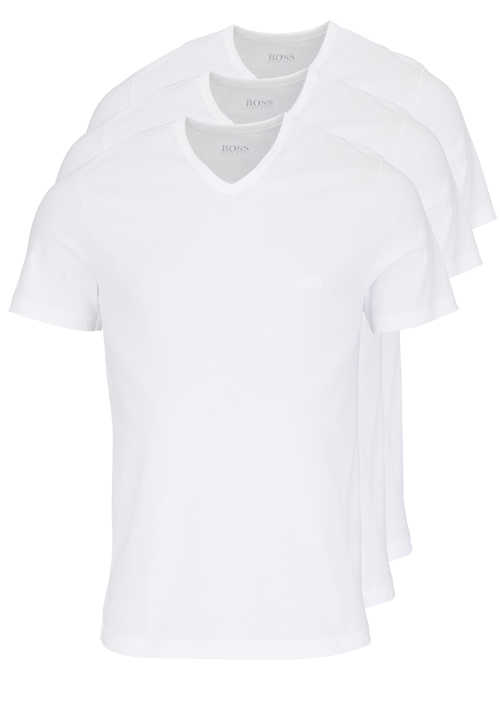 BOSS Regular Fit Kurzarm T-Shirt V-Ausschnitt 3er Pack weiß