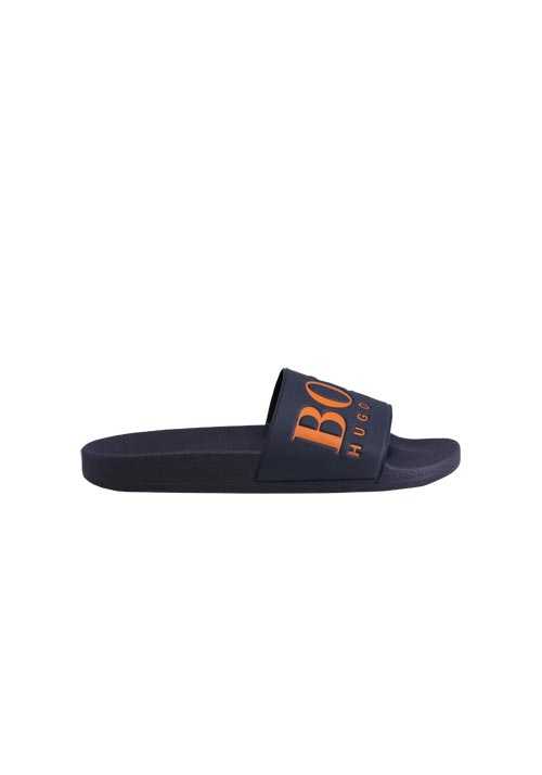 BOSS Sandale SOLAR_SLID geformtes Fußbett Logo-Prägung blau