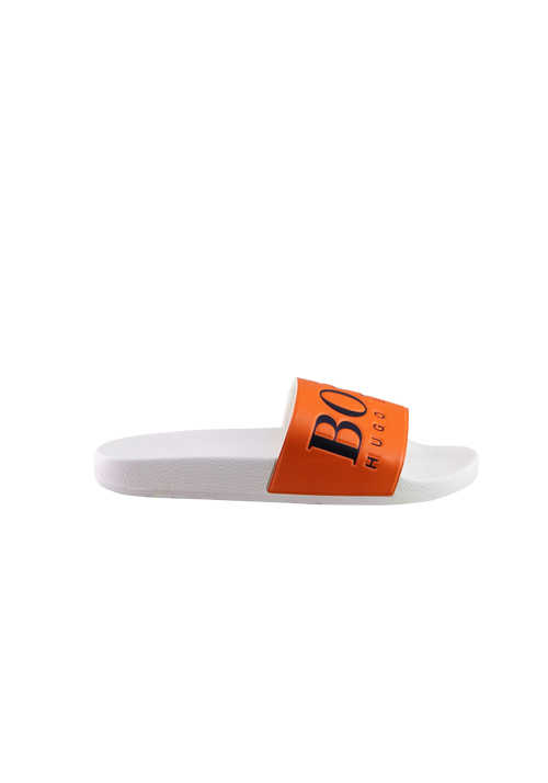 BOSS Sandale SOLAR_SLID geformtes Fußbett Logo-Prägung orange