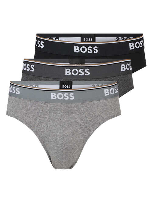 BOSS Slip breiter Gummibund mit Logoschriftzug 3er Pack grau/schwarz