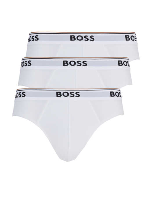 BOSS Slip breiter Gummibund mit Logoschriftzug 3er Pack weiß