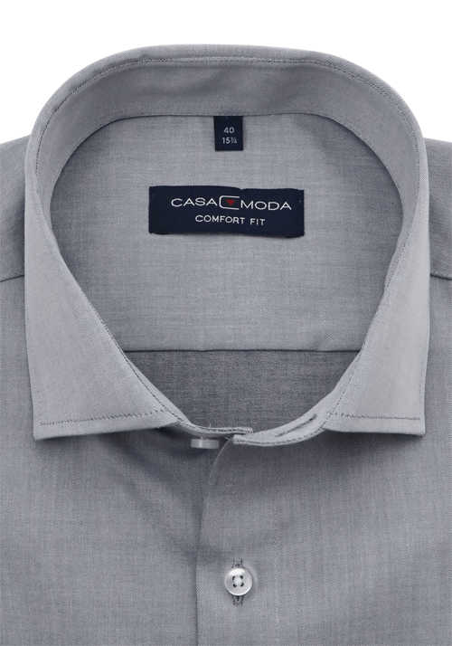 CASAMODA Comfort Fit Hemd super langer Arm Haifischkragen grau