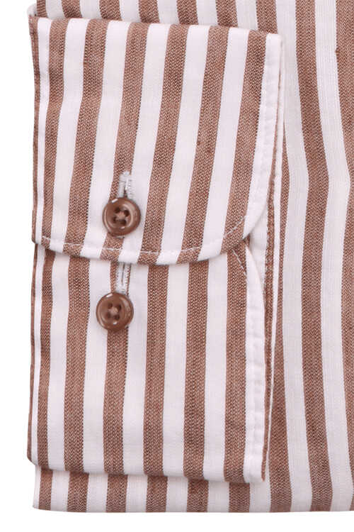 ETERNA Modern Fit 1863 Hemd Langarm Button Down Kragen Streifen braun