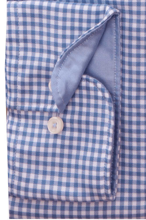ETERNA Modern Fit 1863 Hemd Langarm Button Down Kragen Twill Karo blau