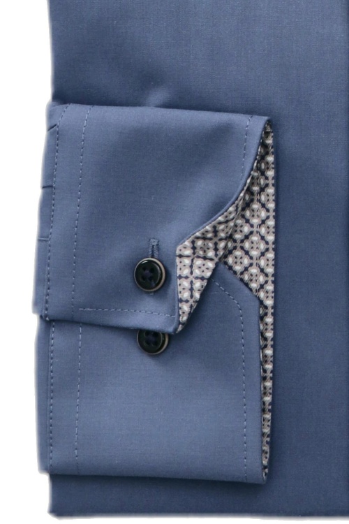 ETERNA Modern Fit Hemd extra langer Arm New Kent Kragen dunkelblau