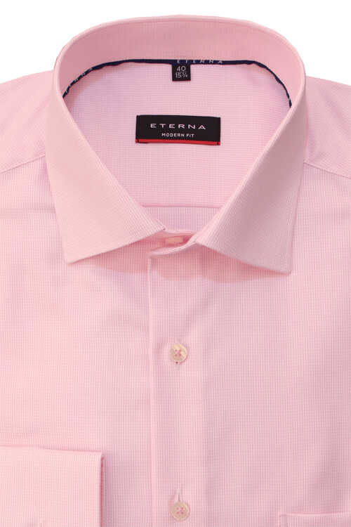 ETERNA Modern Fit Hemd Langarm New Kent Kragen Streifen rosa
